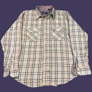 Vintage 90s Tour De‎ Force Korea Plaid Button Down Flannel Shirt Adult Size XL